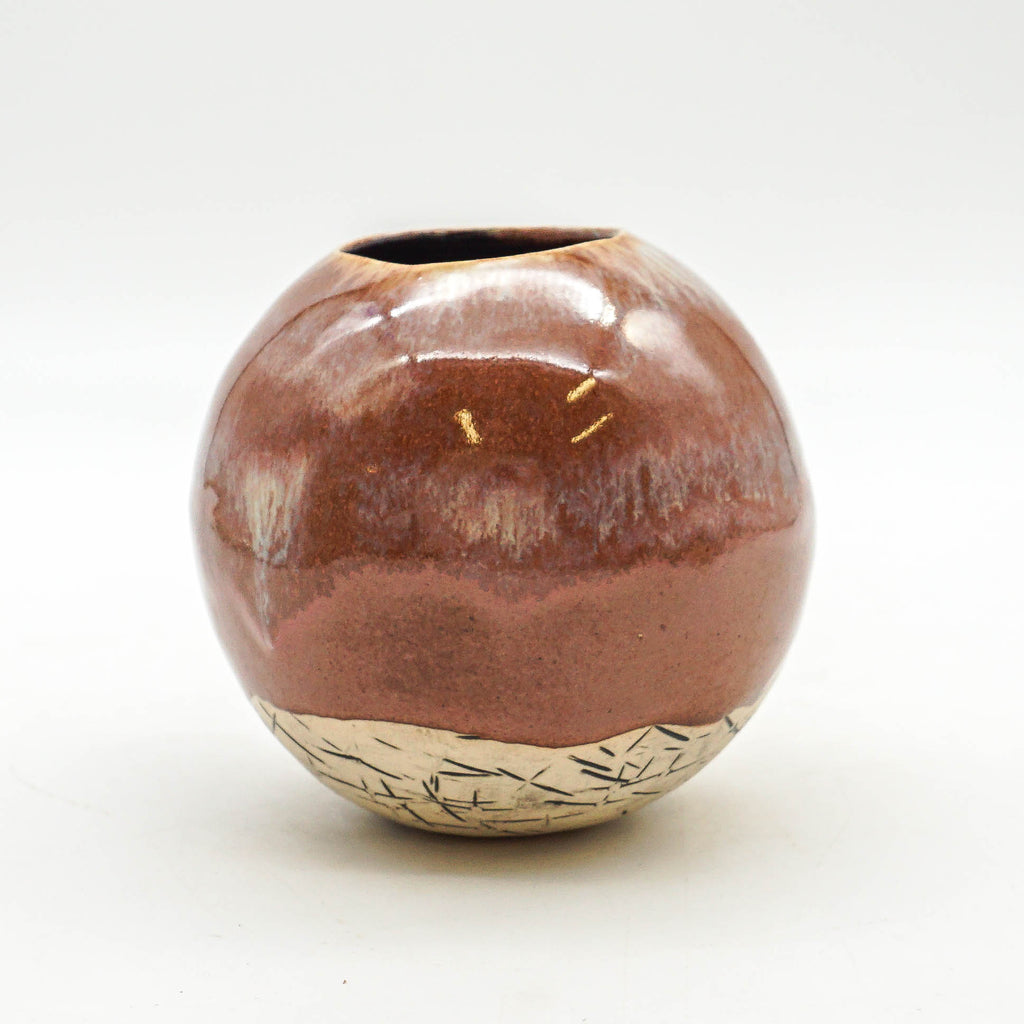 Ball Bud Vase - Brown Lines