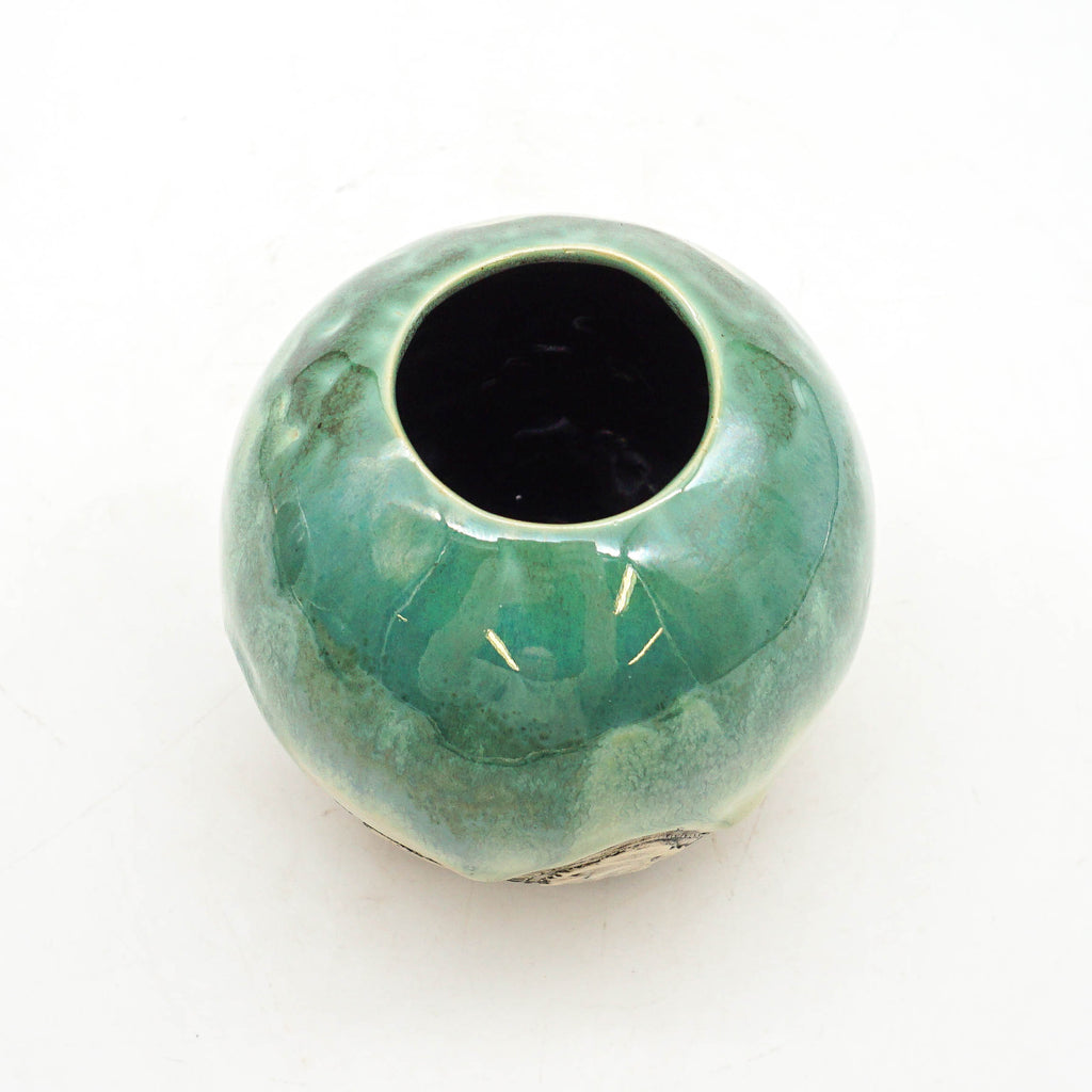 Ball Bud Vase - Green Circles