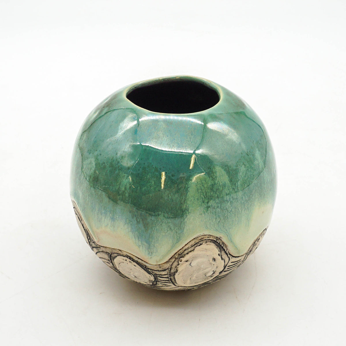 Ball Bud Vase - Green Circles